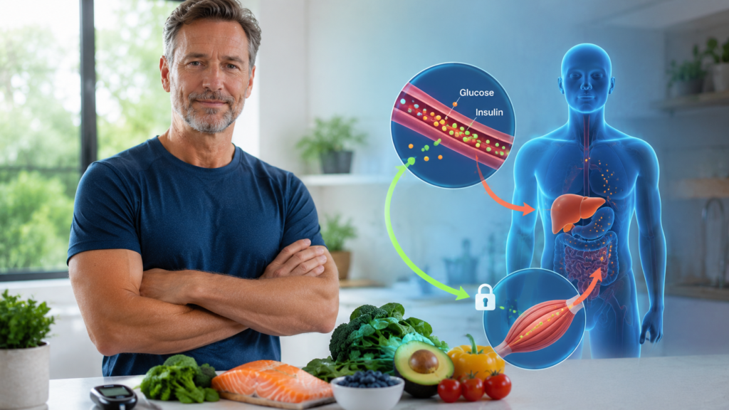 Illustration representing insulin resistance and blood sugar management